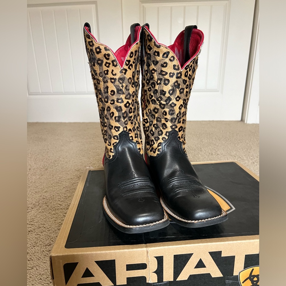 Ariat Tombstone Cheetah print square toe cowboy boot